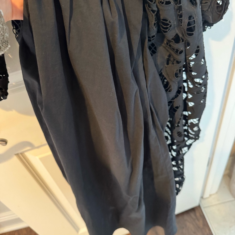 Zara Cotton Embroidery Hollow Out Women's Midi Black Dress | M - Picture 8 of 9